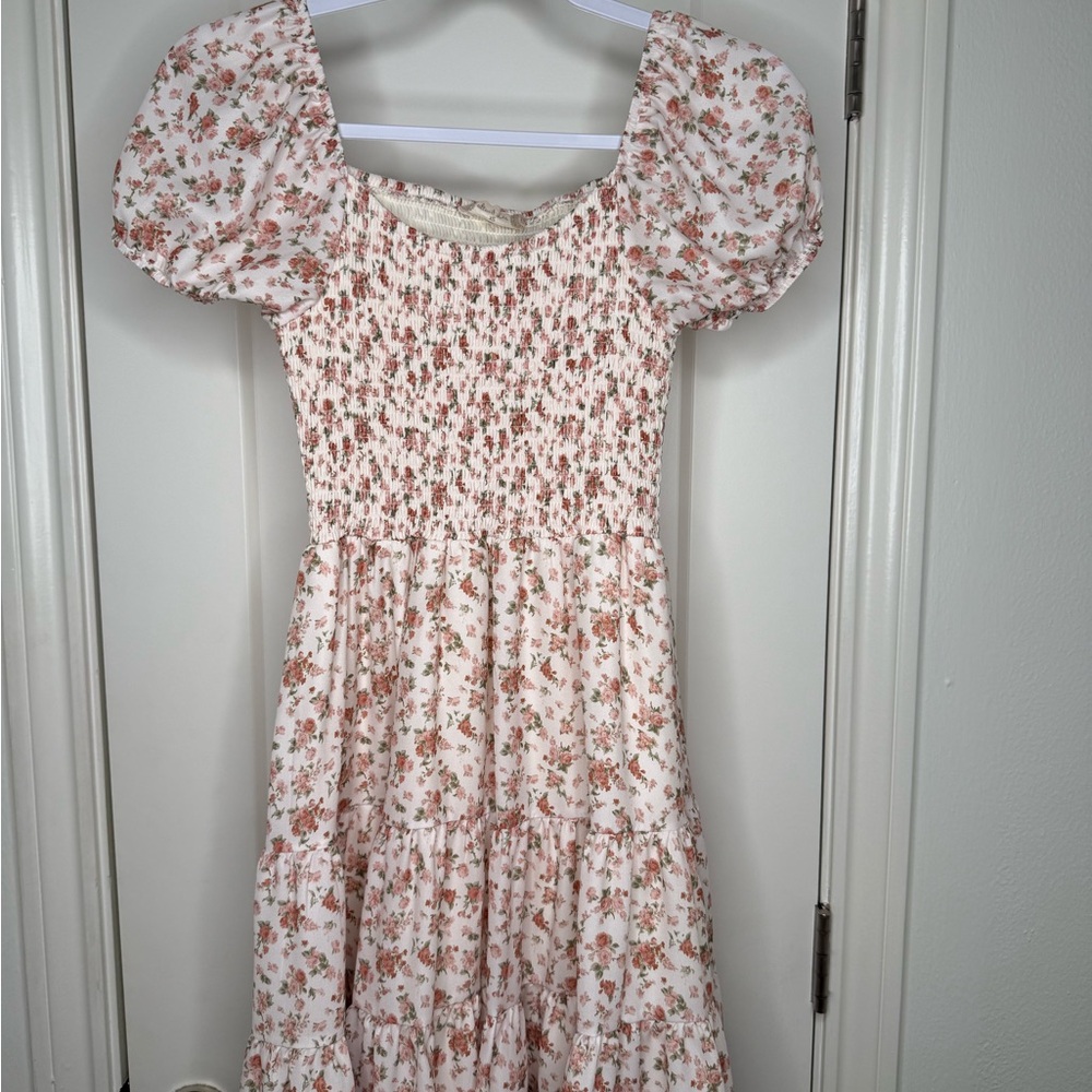 Altar'd State Floral Pink and White Dress